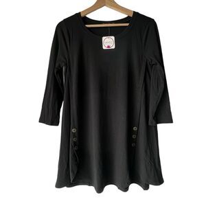 Women’s Sheila Rosebutton detail long sleeve casual blouse tunic black size S.